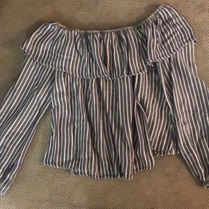 Striped off shoulder shirt